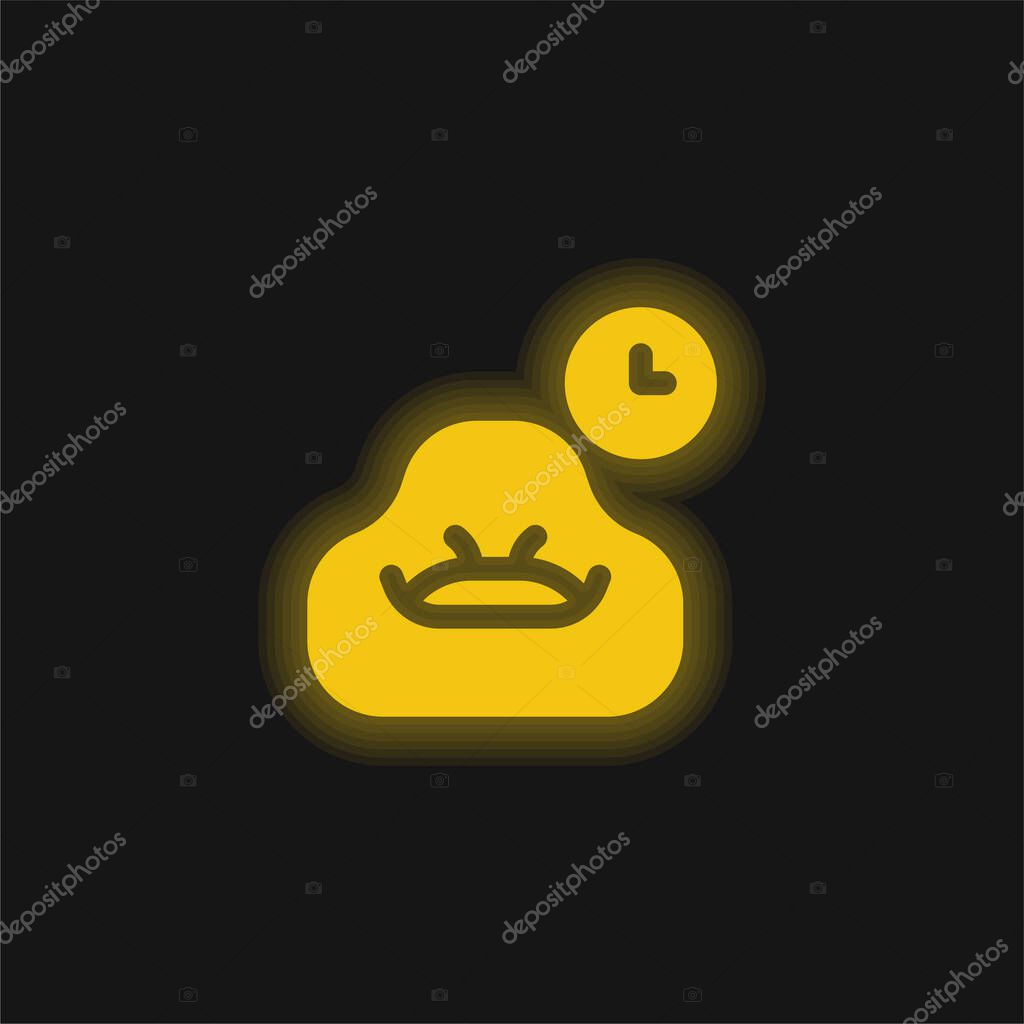 Bean Bag yellow glowing neon icon