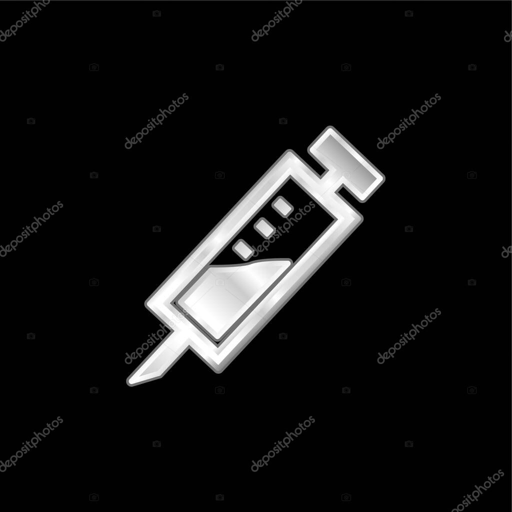 Anesthesia Dentist Injection Diagonal Symbol silver plated metallic icon