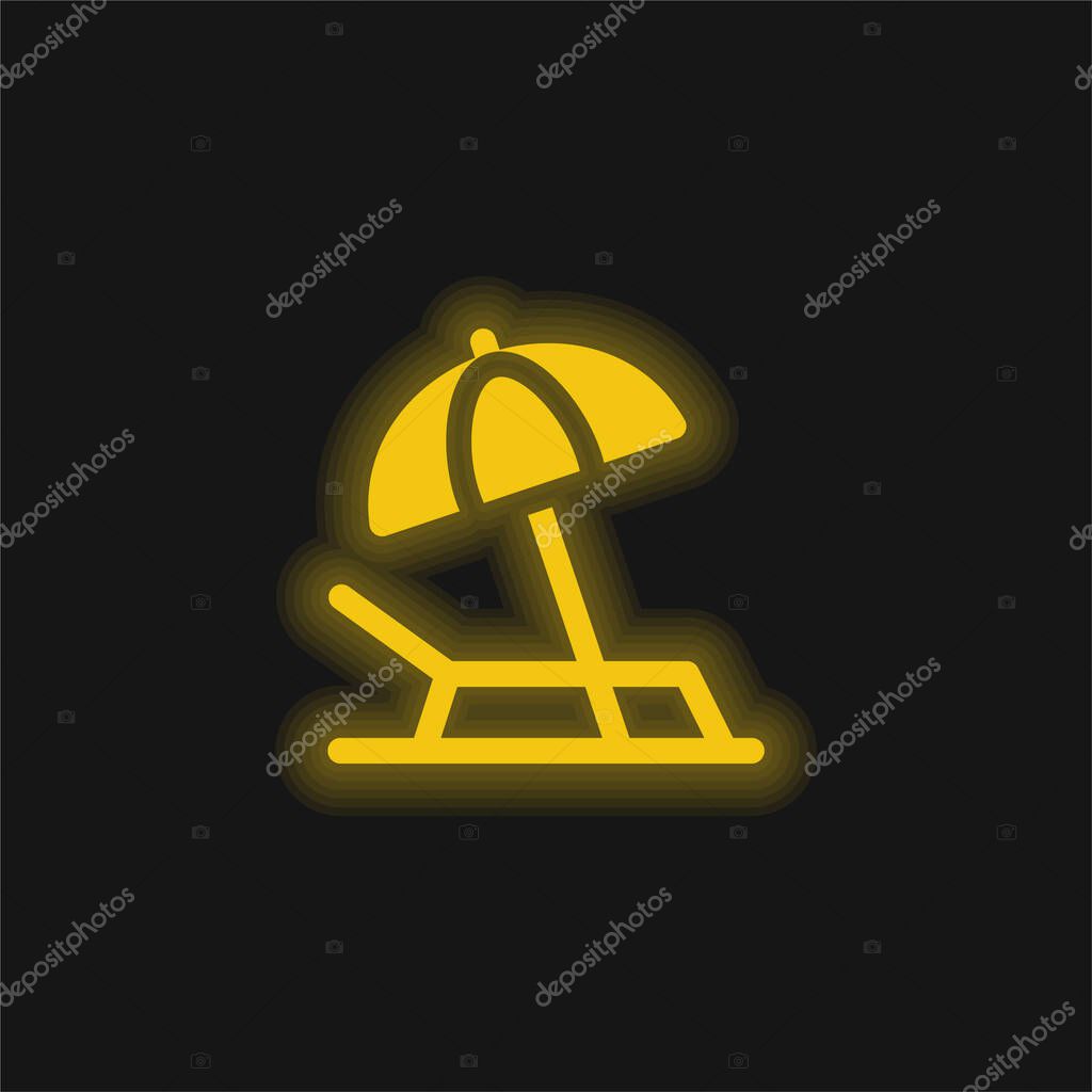 Beach yellow glowing neon icon