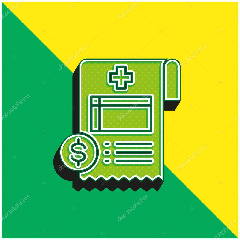 Bill Green and yellow modern 3d vector icon logo