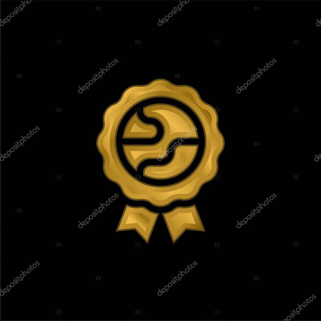 Award gold plated metalic icon or logo vector