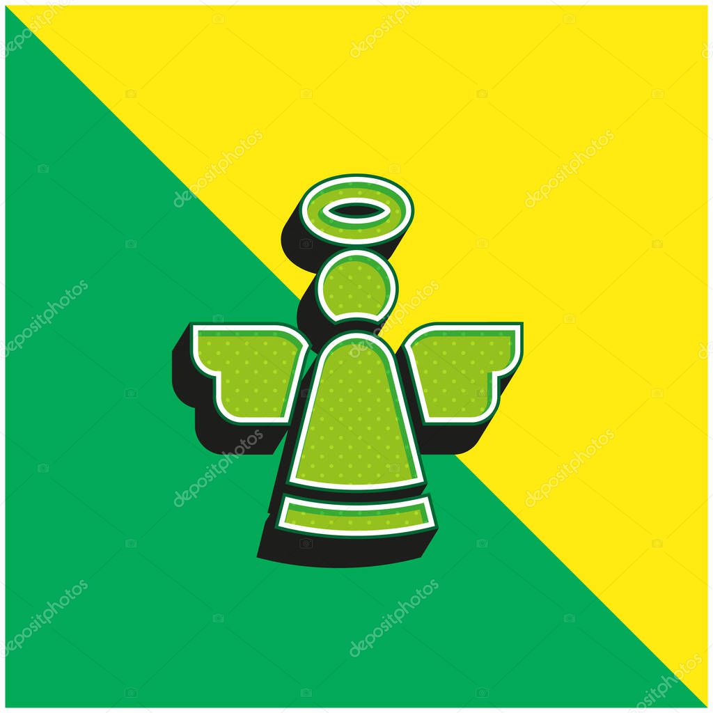 Angel Green and yellow modern 3d vector icon logo