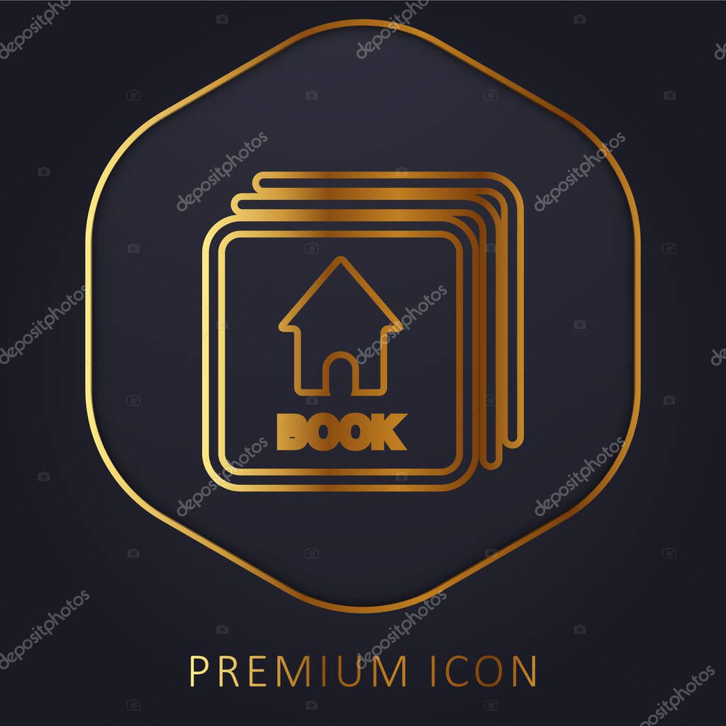 Baby Flash Cards With Book Image golden line premium logo or icon