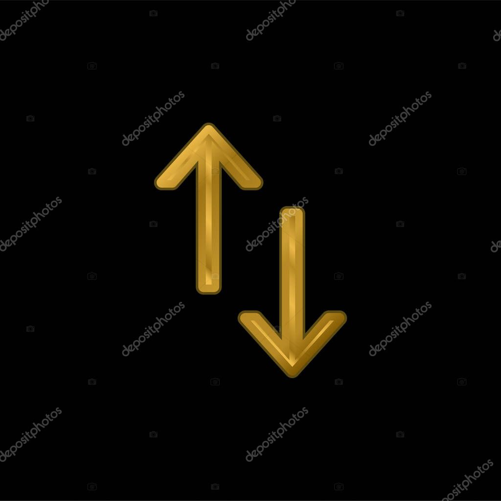 Arrows gold plated metalic icon or logo vector