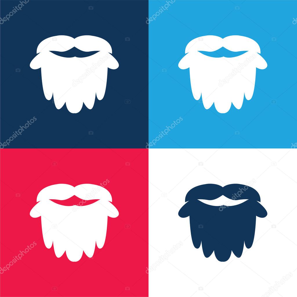 Beard blue and red four color minimal icon set