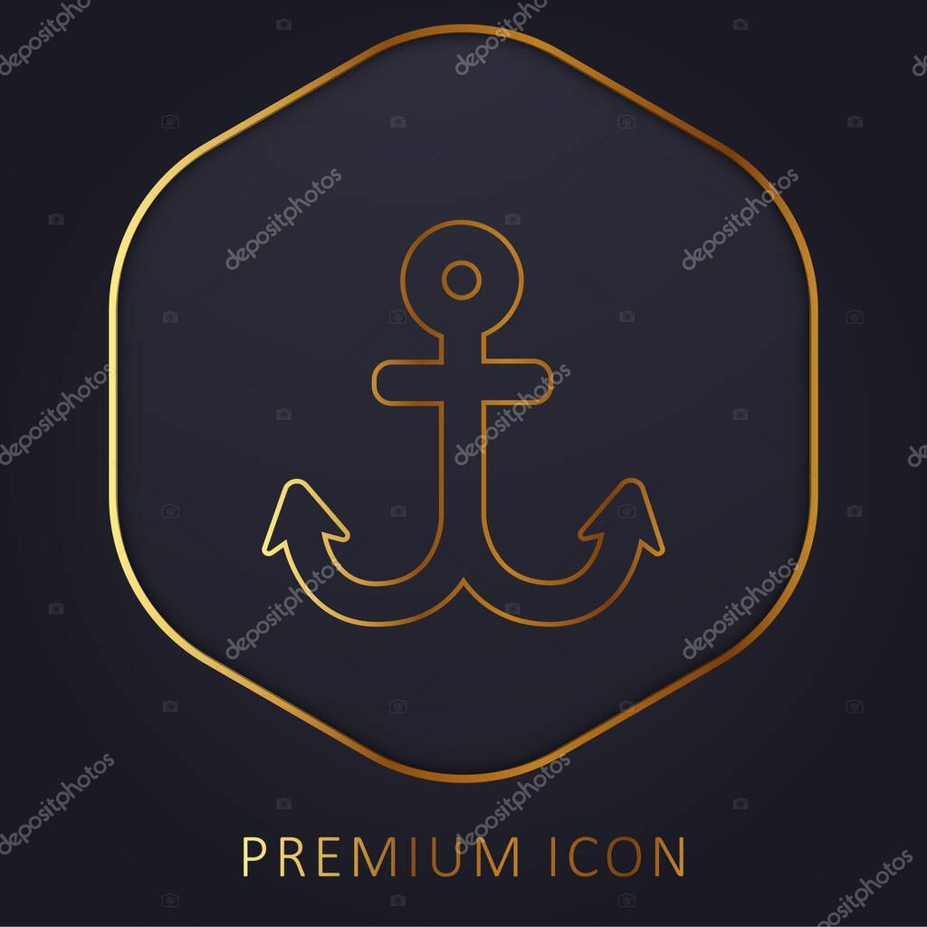 Boat Anchor golden line premium logo or icon
