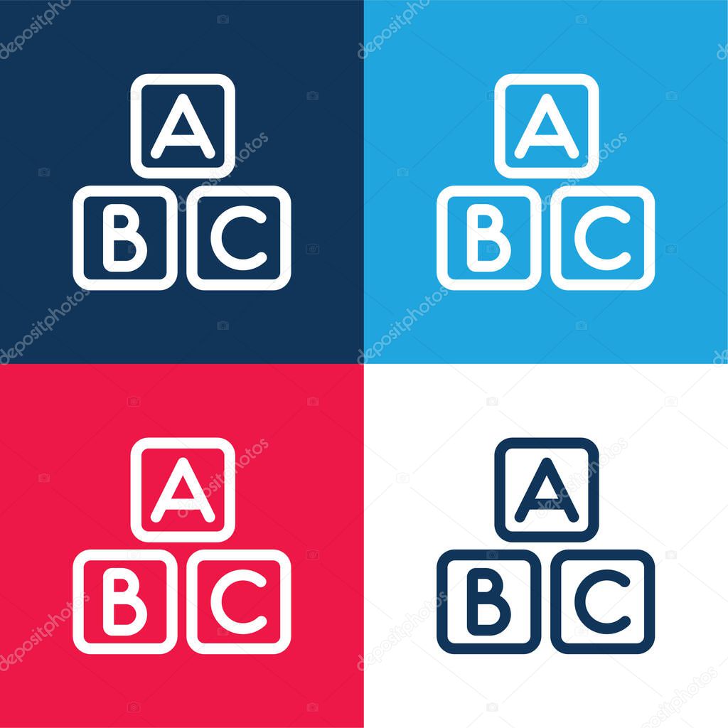 ABC Squares blue and red four color minimal icon set