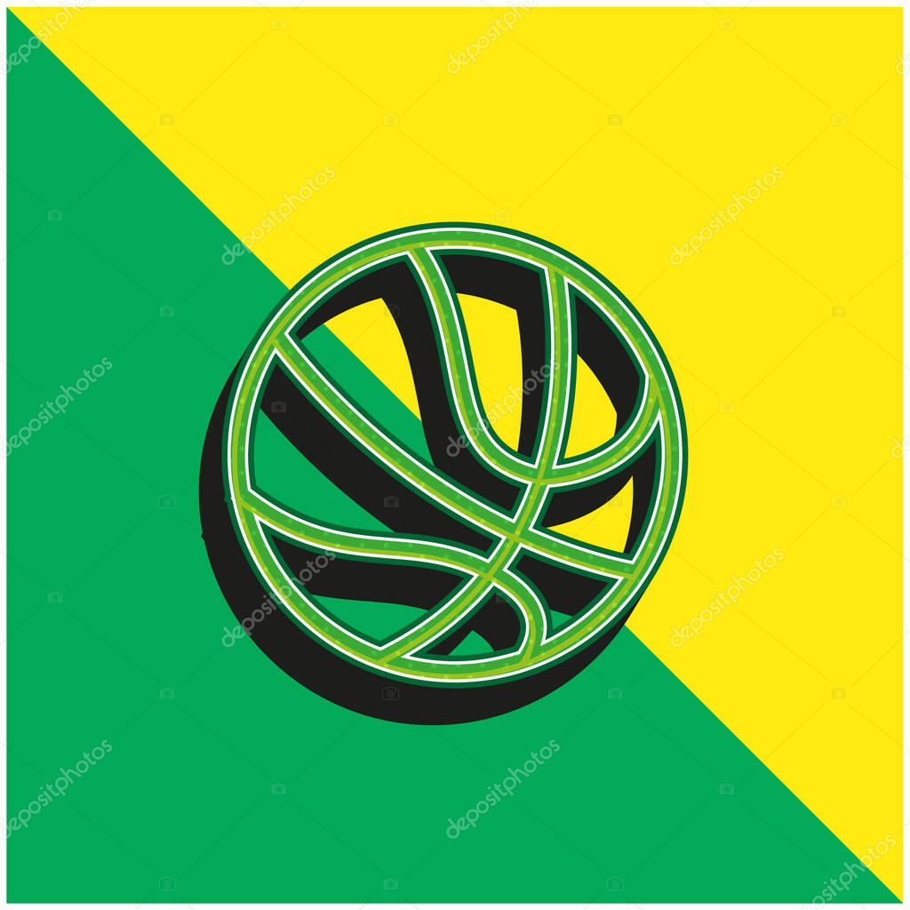 Basketball Ball Variant Green and yellow modern 3d vector icon logo