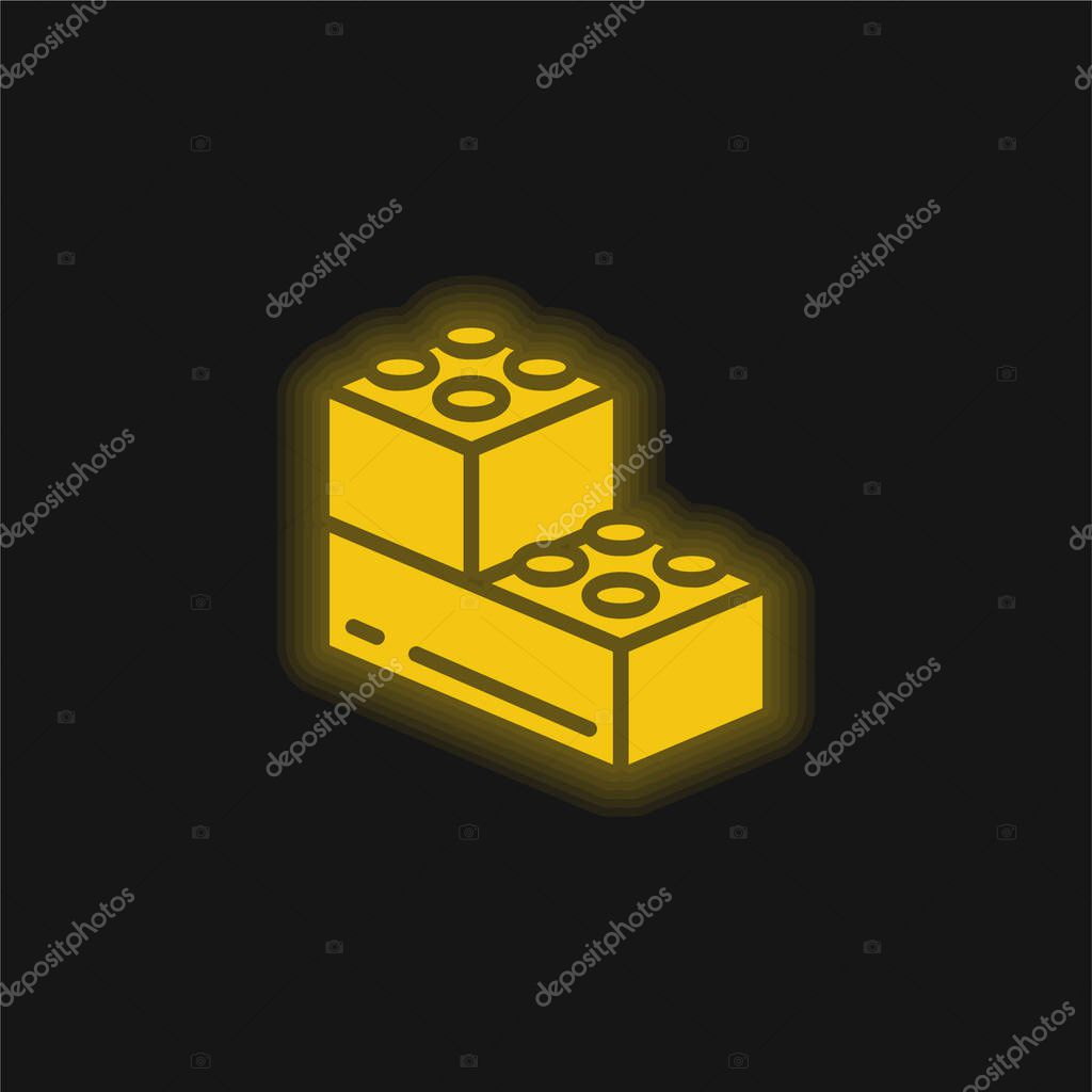 Blocks yellow glowing neon icon