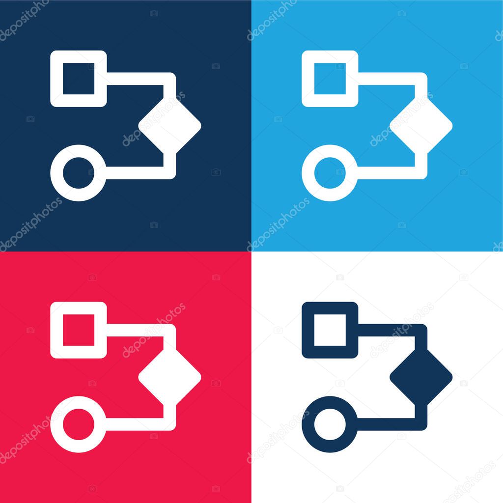 Algorithm blue and red four color minimal icon set