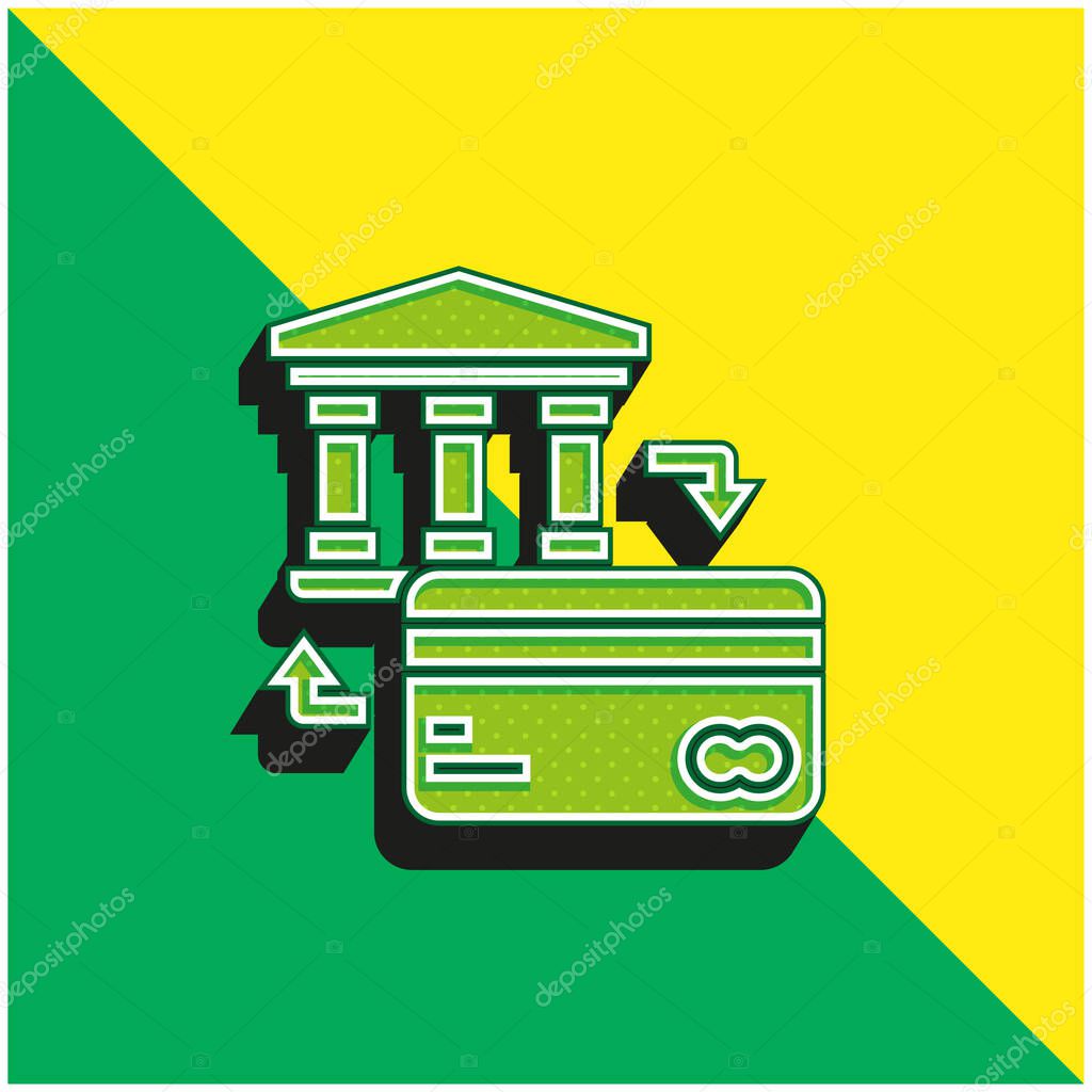 Bank Green and yellow modern 3d vector icon logo