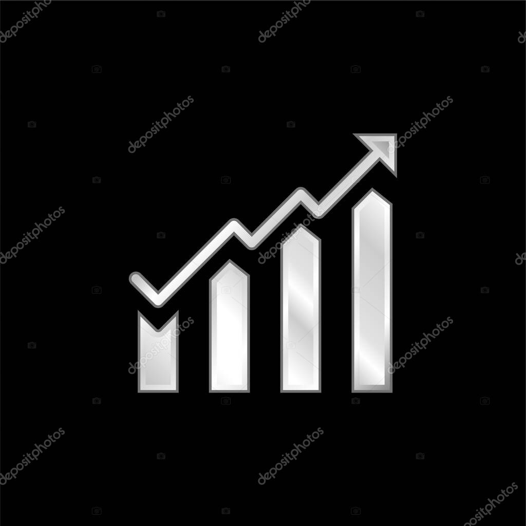 Bar Chart silver plated metallic icon