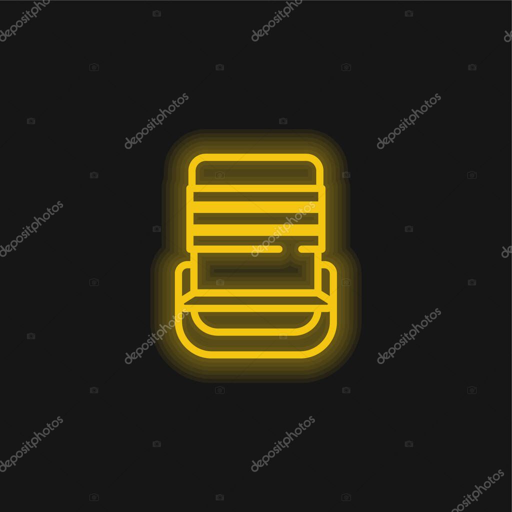 Beach Chair yellow glowing neon icon