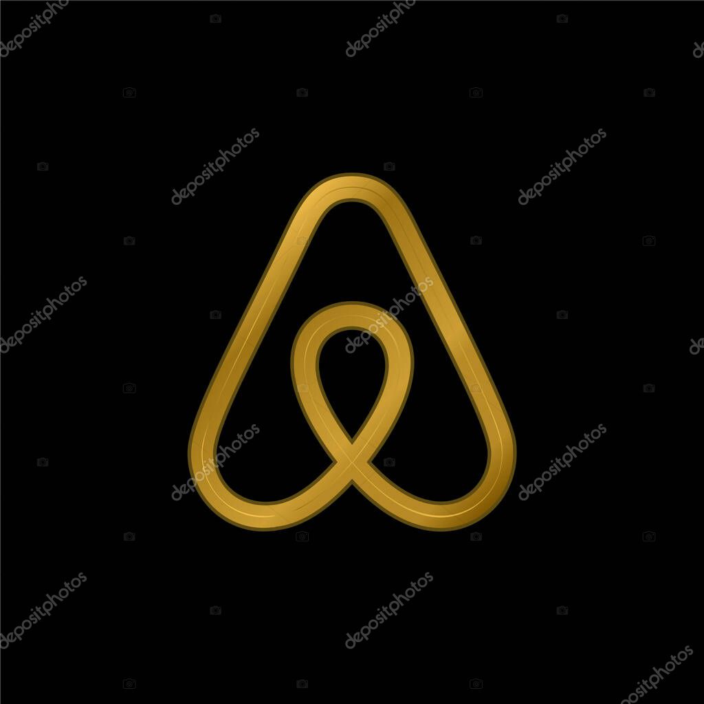 Airbnb gold plated metalic icon or logo vector