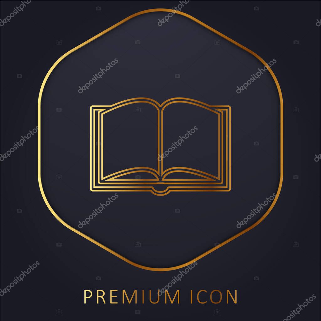Book Opened Outline From Top View golden line premium logo or icon