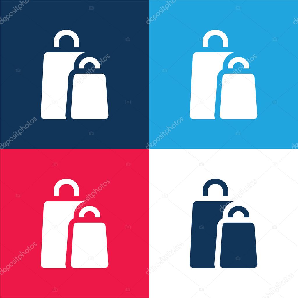 Bags blue and red four color minimal icon set