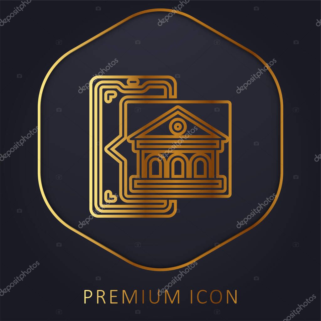 Bank golden line premium logo or icon