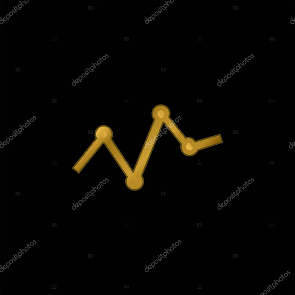 Analysis Of Business Statistics In A Line Graphic With Points gold plated metalic icon or logo vector