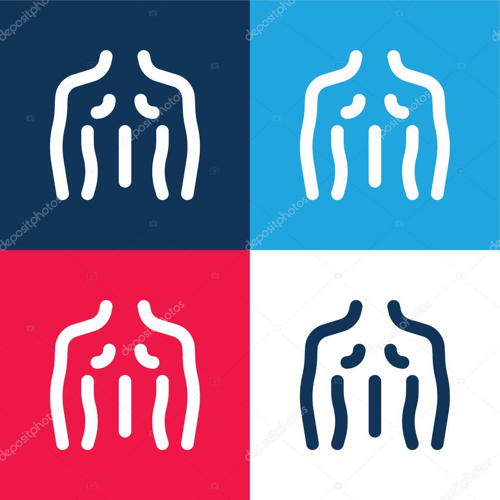 Back blue and red four color minimal icon set