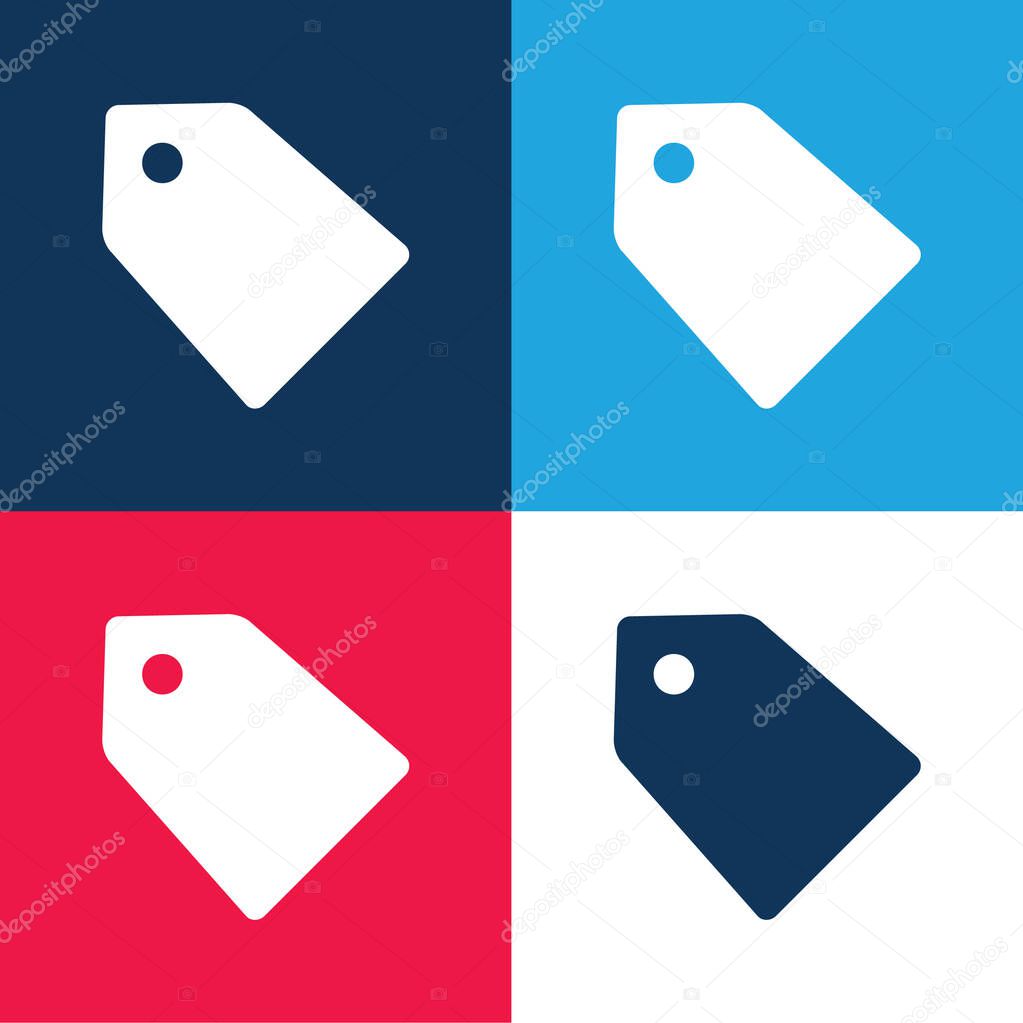 Black Label For Discounts blue and red four color minimal icon set