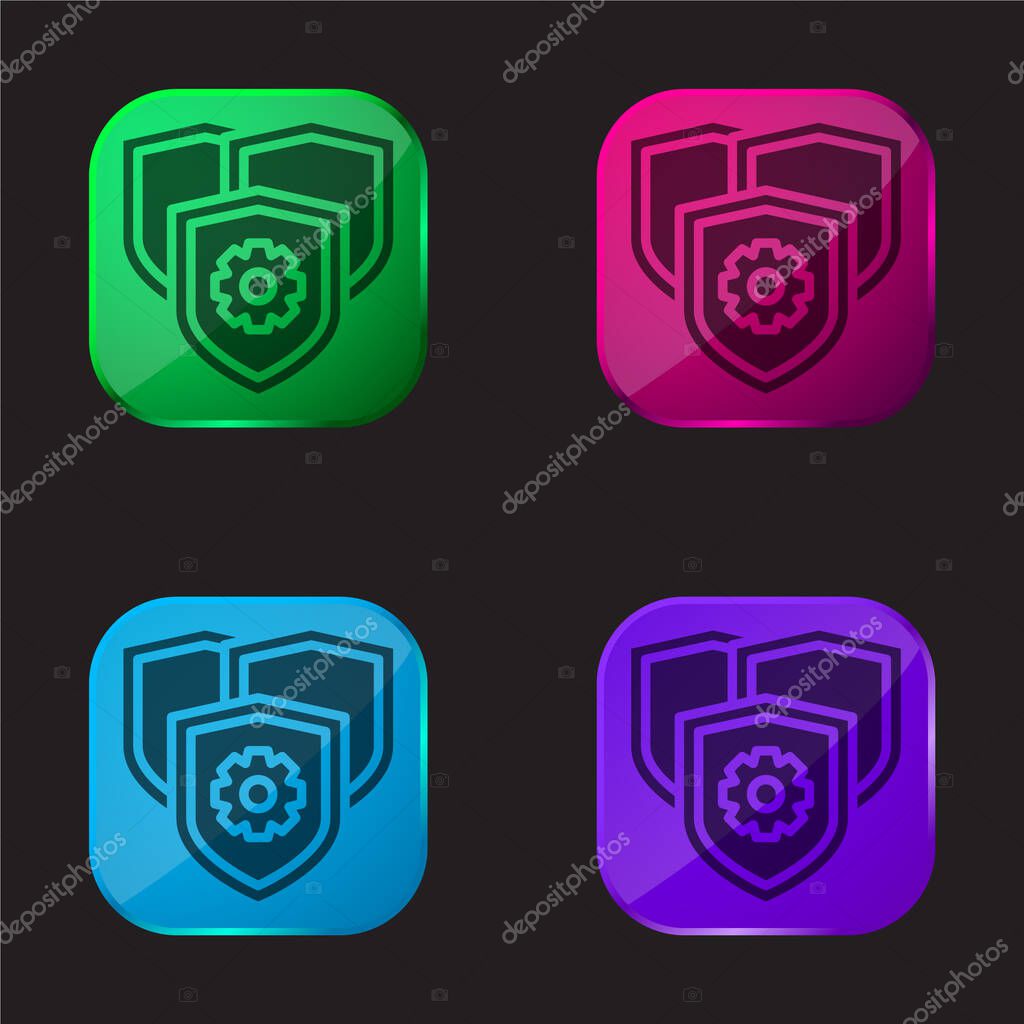 Anti Virus four color glass button icon