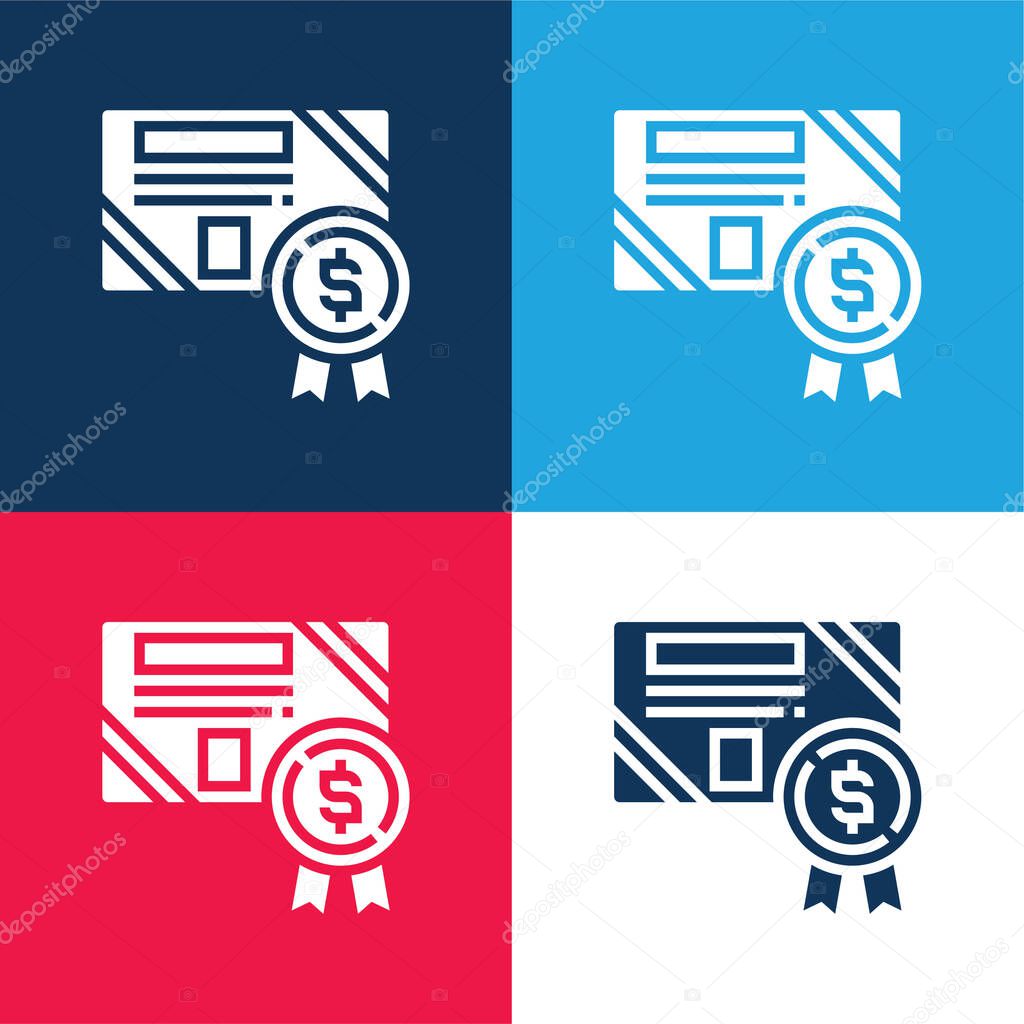 Bond blue and red four color minimal icon set