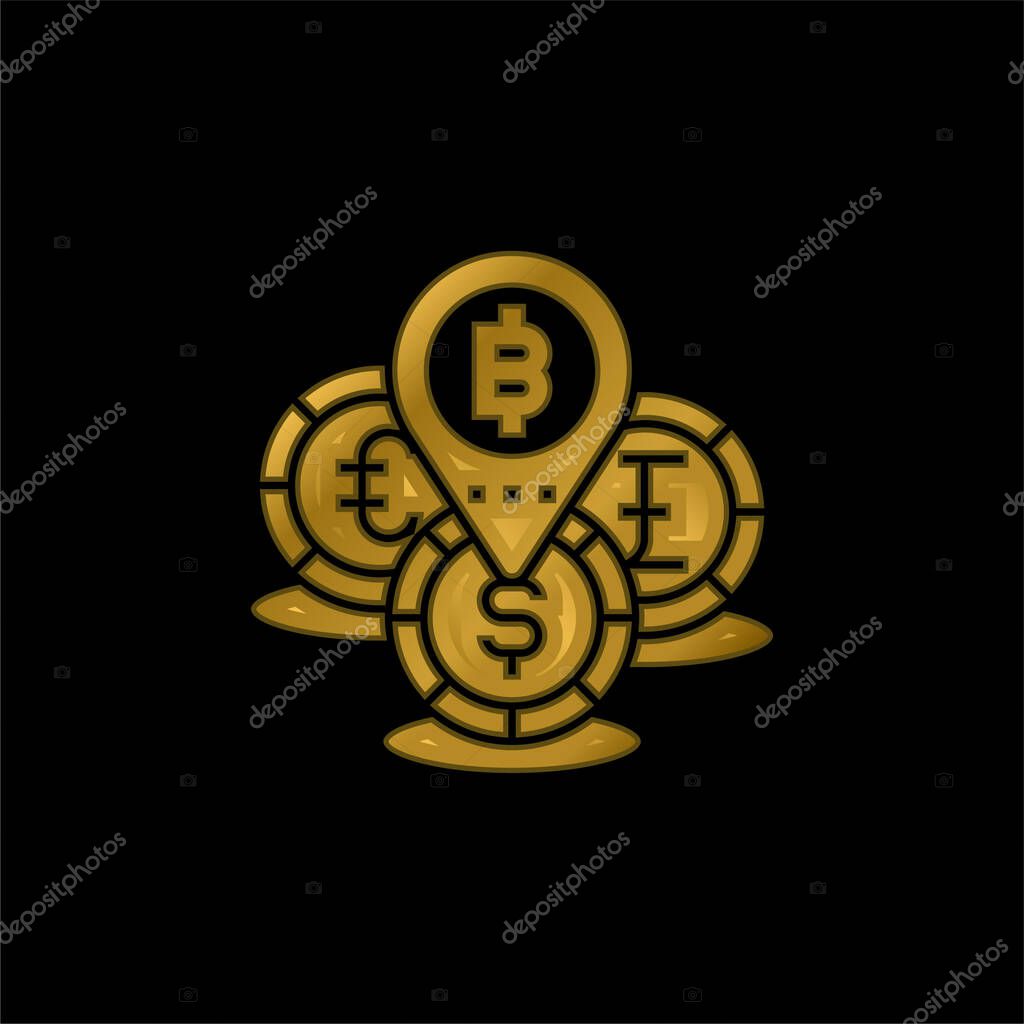 Addresses gold plated metalic icon or logo vector