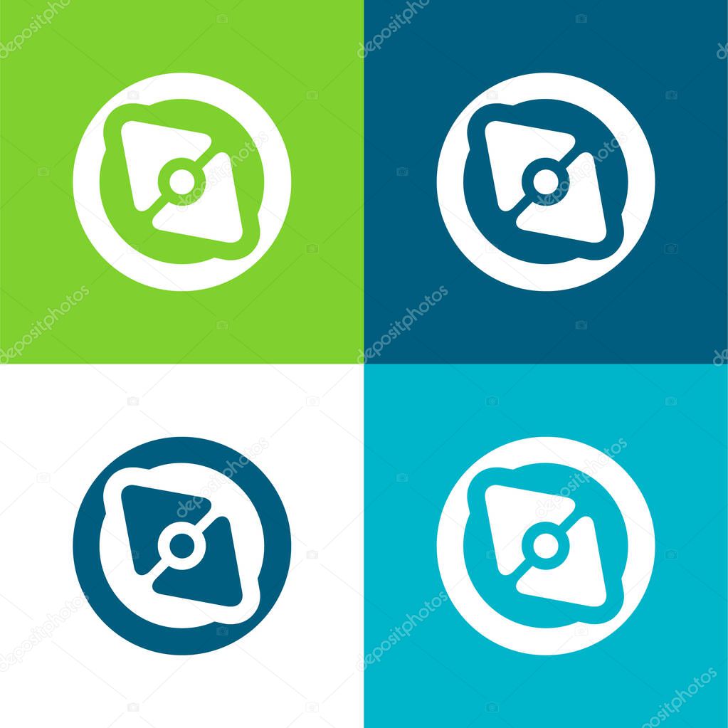 Big Point Compass Flat four color minimal icon set
