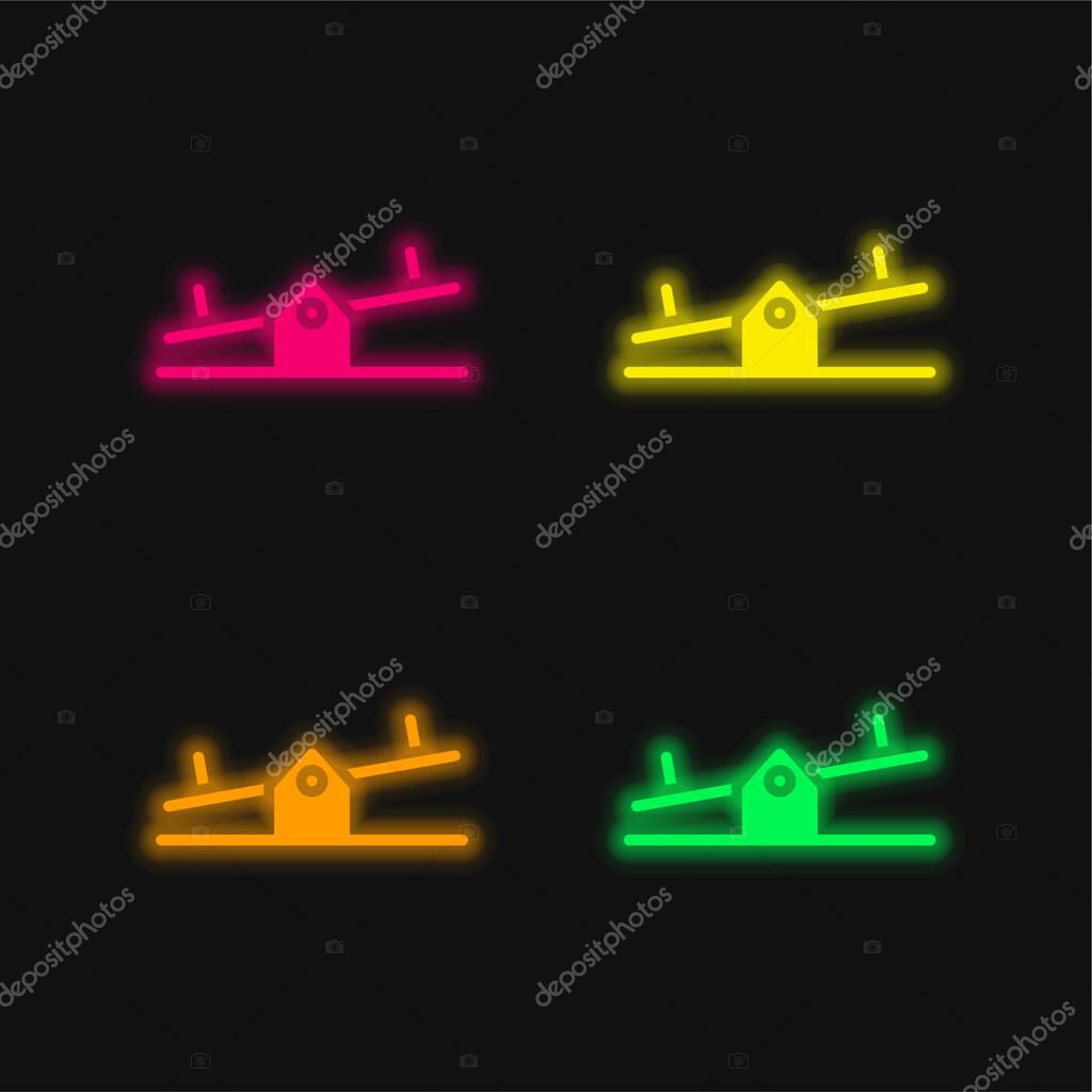 Balancer four color glowing neon vector icon