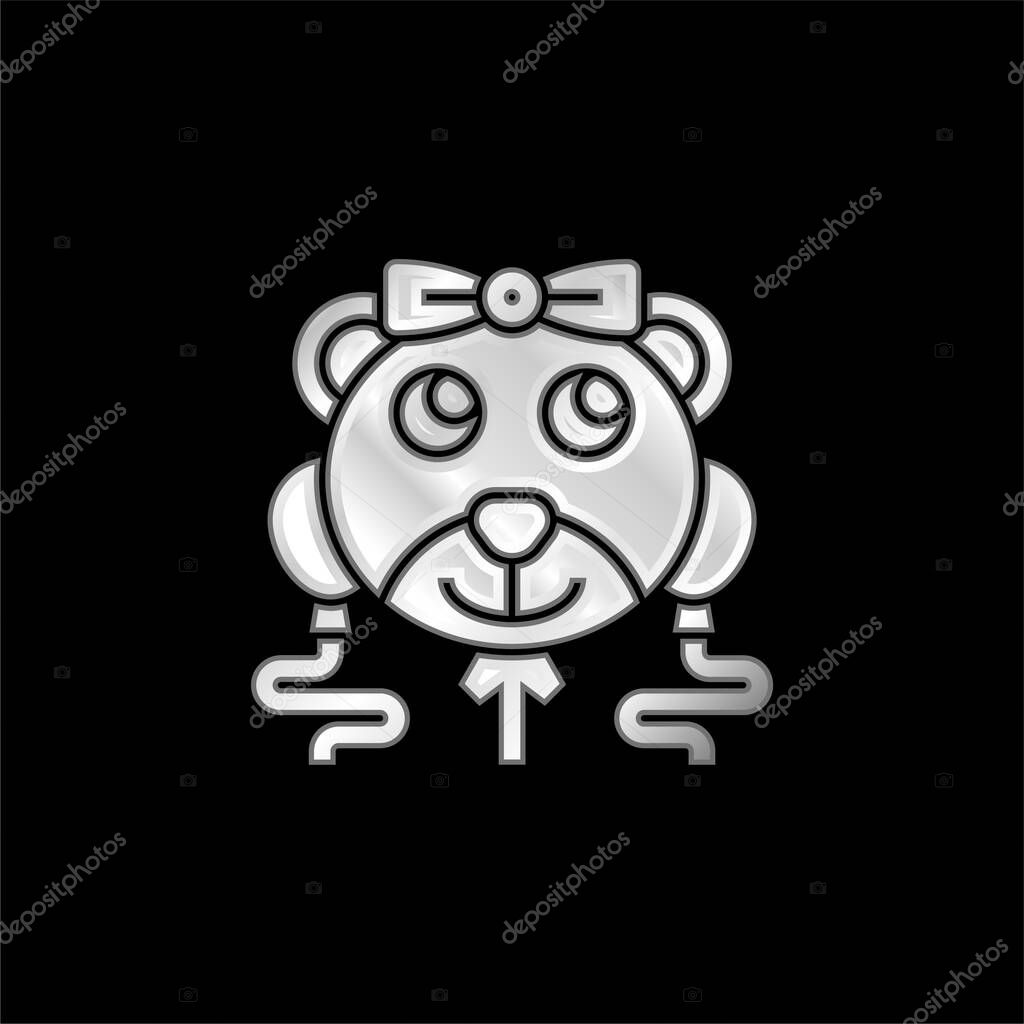 Balloons silver plated metallic icon