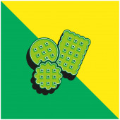 Sušenka Zelená a žlutá moderní 3D vektorové logo