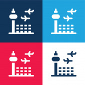 Flughafen blau und rot vier Farben minimalen Symbolsatz