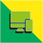 Adaptives grünes und gelbes modernes 3D-Vektor-Symbol-Logo