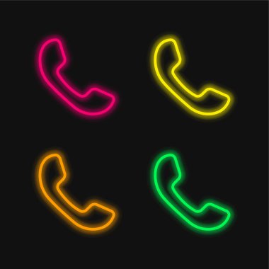 Telefonun Auricular Dört renk neon vektör simgesi