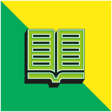 Kitap Yeşil ve Sarı Modern 3D vektör simgesi logosu