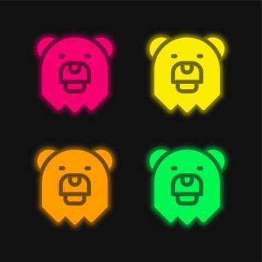 Dört renkli parlak neon vektör simgesi taşı