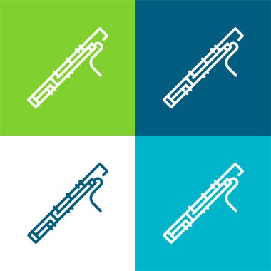 Bassoon Flat four color minimal icon set clipart