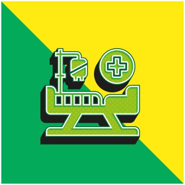 Yatak Yeşil ve Sarı Modern 3D vektör simgesi logosu