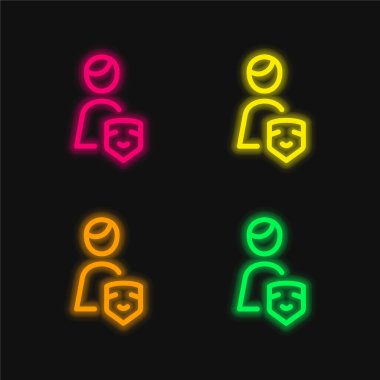 Aktör dört renk parlayan neon vektör simgesi