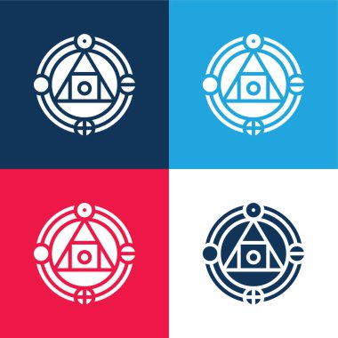 Alchemy blue and red four color minimal icon set clipart
