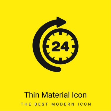 24 Hour Time With Curve Arrow minimal bright yellow material icon clipart