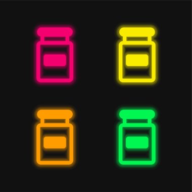 Büyük harf dört renk parlayan neon vektör simgesi