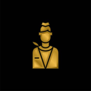 Hava Hostesi altın kaplama metalik simge veya logo vektörü