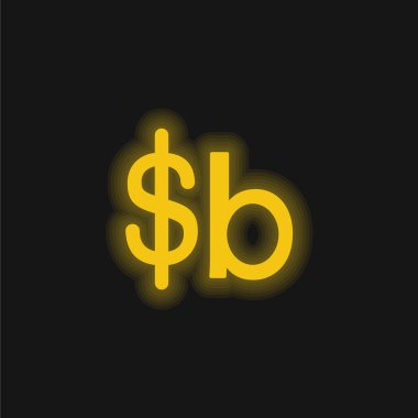 Bolivya Boliviano Para Birimi Sembolü Sarı parlak neon simgesi
