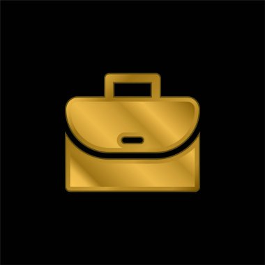Evrak çantası altın kaplama metalik simge veya logo vektörü