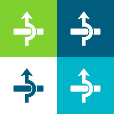 Bir Dikdörtgen Element Düz 4 renk minimal simgesi seti üzerinde ok