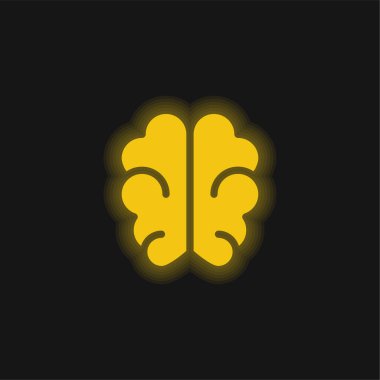 Beyin sarısı parlak neon simgesi