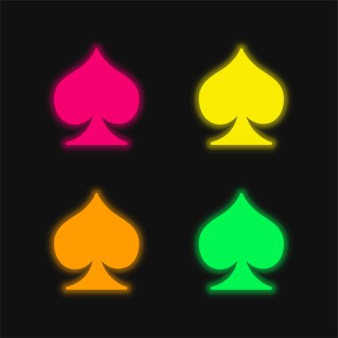 Ace Of Spades four color glowing neon vector icon clipart
