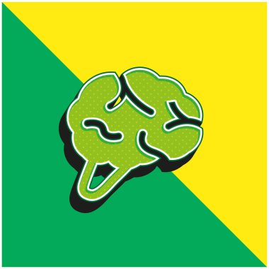 Beyin Yeşili ve Sarı Modern 3D vektör simgesi logosu