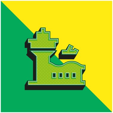 Havaalanı Yeşil ve sarı modern 3d vektör simgesi logosu